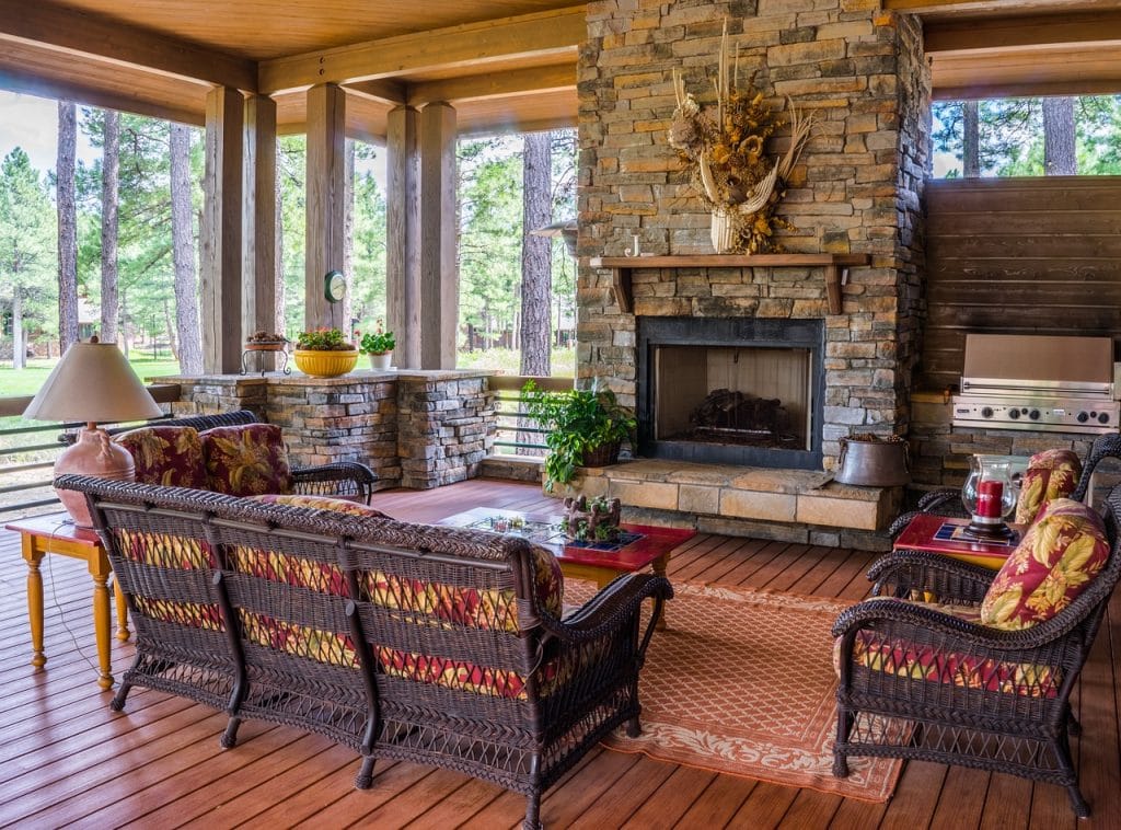 Cedar Rapids indoor stone mason fireplace